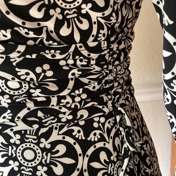 London Time Black/White Wrap Style Dress Size 6 - Picture 3 of 13